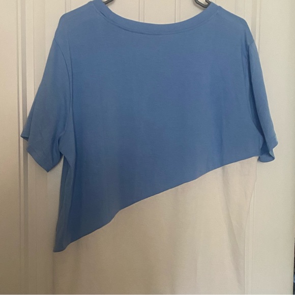 Color block blue and white woven shirt - Picture 2 of 5